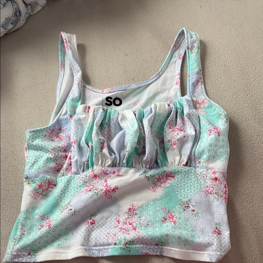 SO Green and Pink Camisole with Racerback and Elastic Support NEVER WORN SIZE S